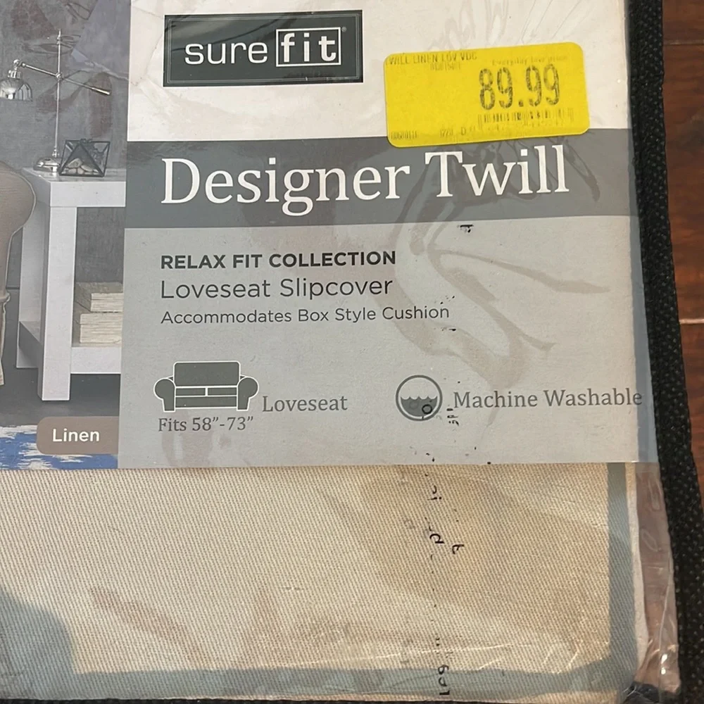 COPY - Surefit designer twill loveseat slipcover Linen color